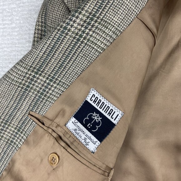 Alberto Cardinali Italy Made Wool Golden Brown Plaid Blazer Sport Coat Sz 50 - Picture 12 of 16